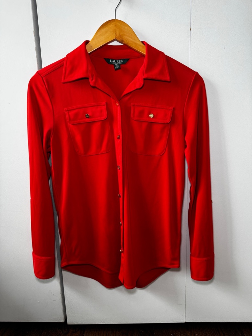 Lauren Ralph Lauren Red Collared Button-Front Shirt